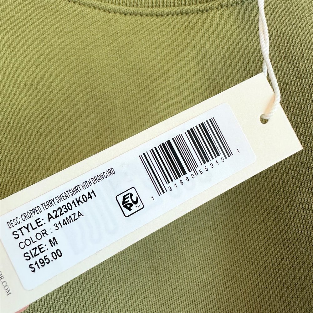 Rebecca Taylor NEW Light Olive Drawstring-Hem Crop Sweatshirt Women MEDIUM $195 - Picture 13 of 13